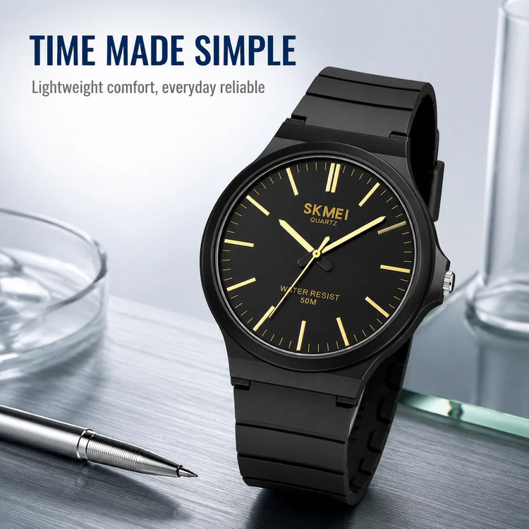 SKMEI Top Brand Casual Quartz Wristwatches Mens New Simple TPU Strap 3Bar Waterproof Watches For Male Time Clock Reloj Hombre