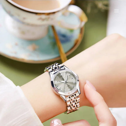 OLEVS 9931 Elegante Orologio da Donna di Lusso, Marca Originale, Movimento al Quarzo, Impermeabile, in Acciaio Inossidabile, Luminoso con Data platinumshop