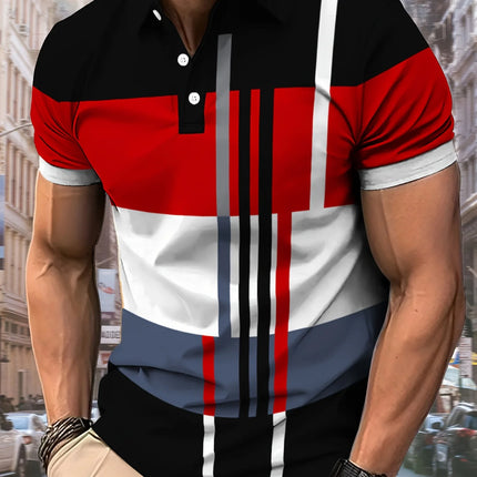 The new 2025 summer men's POLO shirt features a casual 3D striped pattern print, comfortable, breathable, and fashionable