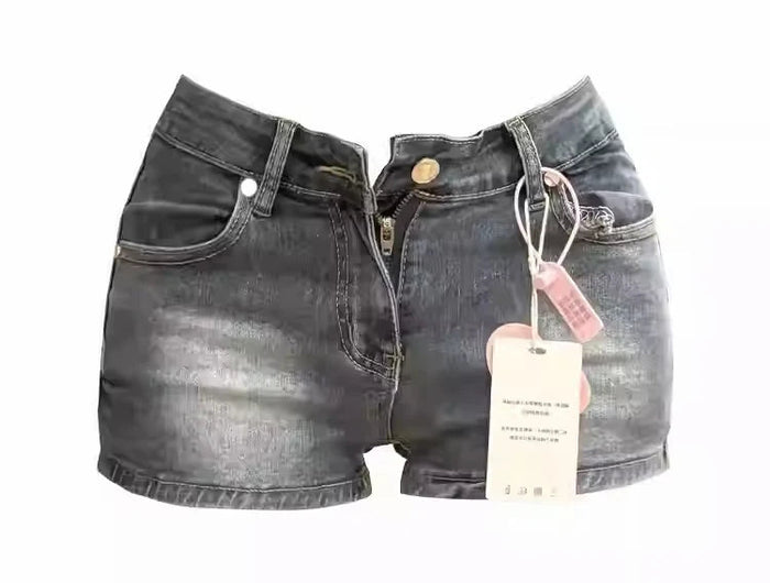 Summer Women American Retro Gyaru Tide Punk High Waist Jeans Shorts Kpop Japanese Y2K 2000s Denim Hot Pants Tide High Street PlatiNum