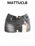 Summer Women American Retro Gyaru Tide Punk High Waist Jeans Shorts Kpop Japanese Y2K 2000s Denim Hot Pants Tide High Street PlatiNum