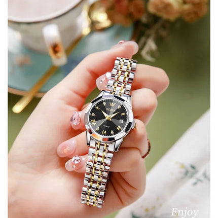 OLEVS 9931 Elegante Orologio da Donna di Lusso, Marca Originale, Movimento al Quarzo, Impermeabile, in Acciaio Inossidabile, Luminoso con Data platinumshop