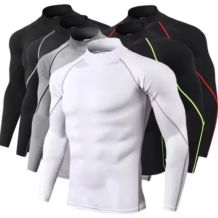 Men Compression Long Sleeve T Shirt Sportswear Male Skinny Tshirt Elastic Track Tracksuit Clothing Gyms Fitness T-shirt For Men PlatiNum