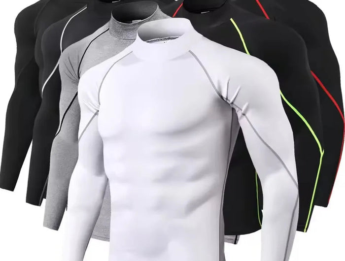 Men Compression Long Sleeve T Shirt Sportswear Male Skinny Tshirt Elastic Track Tracksuit Clothing Gyms Fitness T-shirt For Men PlatiNum