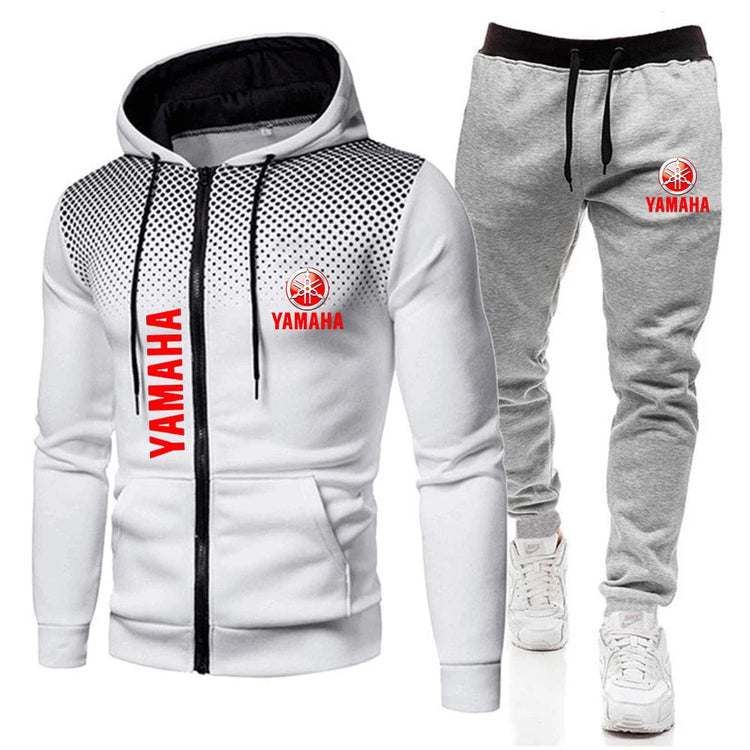 The popular Yamaha logo two-piece men's sportswear for 2025, running clothes, sportswear, hooded sweatshirt, zipper sweatshirt, PlatiNum