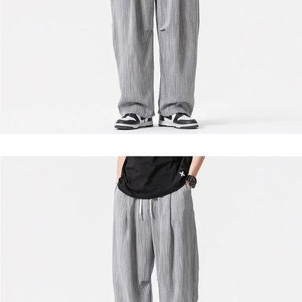 Pantaloni Leggeri e Sottili da Uomo, Traspiranti, Tinta Unita, Stile Harajuku, Gamba Larga, Casual, Oversize, Moda Harem, Streetwear Maschile