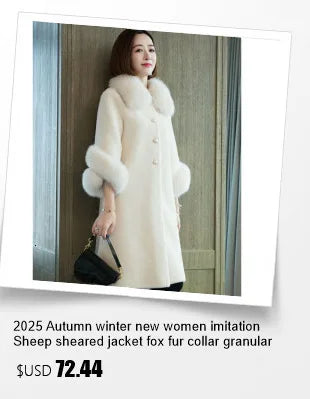 2025 new imitation fox fur coat women autumn winter fashion short Add cotton thick Warm suede overcoat Female slim Outwear T792