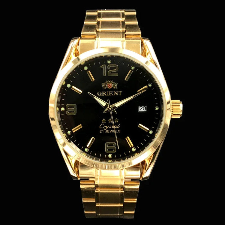 Orient Double Lion Classic Watch Series Orologio da uomo con cinturino in acciaio inossidabile Tourbillon meccanico automatico multifunzione di lusso platinumshop