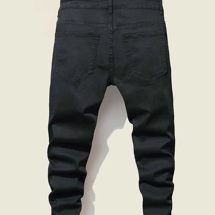 Men's Jeans Cool Ripped Skinny Trousers Stretch Slim Denim Pants Patchwork Hip Hop Black Blue Casual Jogging Jeans for Men PlatiNum