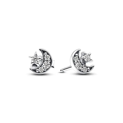 Orecchini in Argento Puro 925 con Zirconi a Forma di Cuore, Stella, Luna e Cerchio, Gioielli per Donne, Regalo per Compleanno, Festa della Mamma, Accessori platinumshop