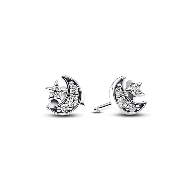 Orecchini in Argento Puro 925 con Zirconi a Forma di Cuore, Stella, Luna e Cerchio, Gioielli per Donne, Regalo per Compleanno, Festa della Mamma, Accessori platinumshop