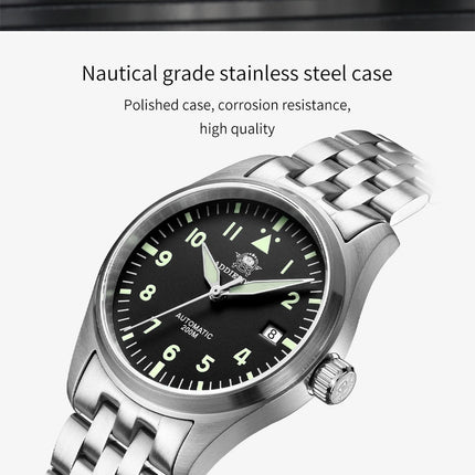 ADDIESDIVE Classic Men's watch Sapphire Automatic 8215 Stainless Steel Pilot watch Leather Luminous 200m Diving Dress Watch New