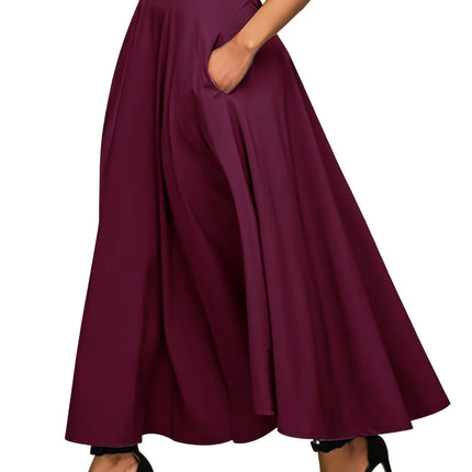 Nuovi abiti Gonne a trapezio tinta unita per abbigliamento donna Gonna lunga a vita alta elastica da donna con fiocco Gonne eleganti da donna
