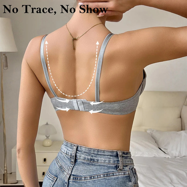 FallSweet Thick Cotton Lift Up Bra for Women Small Chest Lingerie Seamless Underwire Bralette Anti-Sagging Brassiere 32-38AB