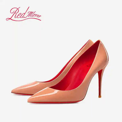 Tacchi da donna Colore nudo Tacco alto elegante da donna Scarpe nere di lusso donna 2025 Fondo rosso lucido Punta a punta Party Ladies Women platinumshop