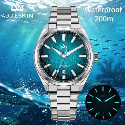 AddiesKin Luxury Men Automatic Watch ST2130 Movement Sapphire Crystal Mother Pearl Cameo Dial Stainless Steel Mechanical Watch