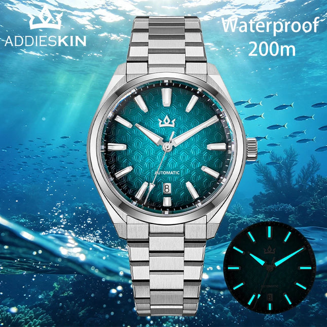 AddiesKin Luxury Men Automatic Watch ST2130 Movement Sapphire Crystal Mother Pearl Cameo Dial Stainless Steel Mechanical Watch