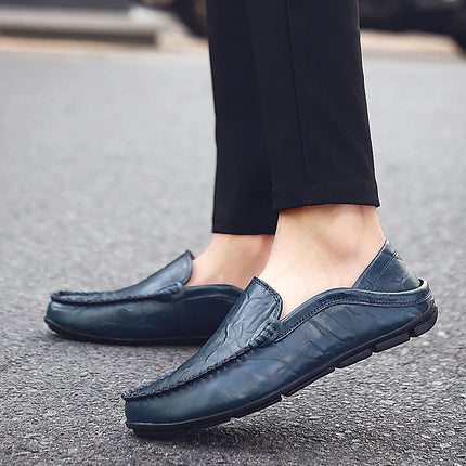 Scarpe da uomo Casual Luxury Summer Casual Leather Shoes Soft Low Platform Outdoor Light traspirante antiscivolo scarpe da guida nere