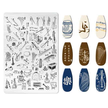 Flowers Love Nail Stamping Newspaper Splice Theme Irregular Stamping Plates Letter Nail Art Printing Stencil Tool Big Size Tools