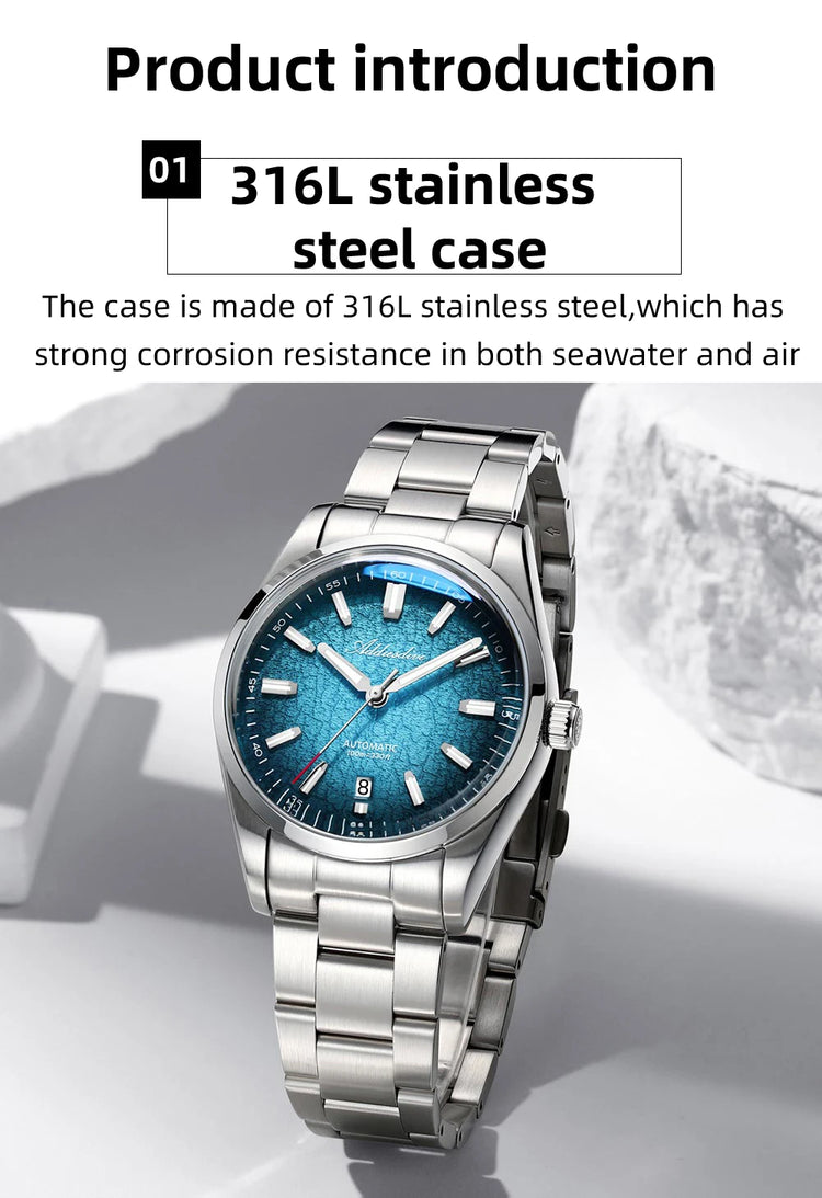 ADDIESDIVE New Men's Watches Mechanical 39mm Bubble Glass Stainless Steel Luminous Luxury Watch 100m Waterproof Automatic Watch