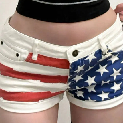 Pantaloncini di jeans stampati a stella retrò per donna Estate Y2k Glutei sottili Super Shorts Jeans Pantaloni caldi