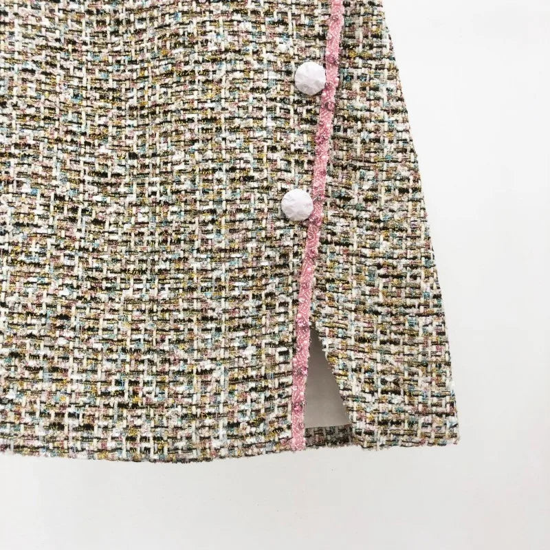 2025 Hot Sale Elegant Female Pink Shiny Diamonds Tweed Jackets Single Breasted Chic Tops Work Lady Slim Fit Coat Casual Blazers