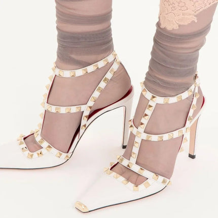 Sandali da Donna con Rivetti e Cinturino alla Caviglia, Stile Romano, Sexy ed Eleganti, per Banchetti e Sfilate, Moda Europea e Americana platinumshop