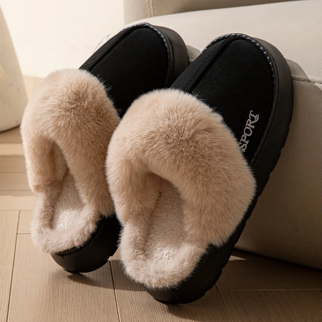 Fashion Winter Men's Slippers Indoor Warm Non-slip Thick Sole Exquisite Comfort Slip On Snow Boots Couple Casual Home Shoes