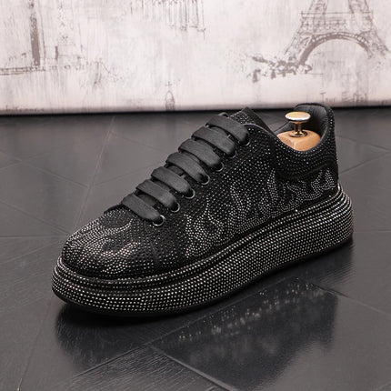 New Style Luxury Men's High Hip-hop Casual Shoes Men Black Fashion Rivets Shoes Italy Fashion Leisure Driving Loafers