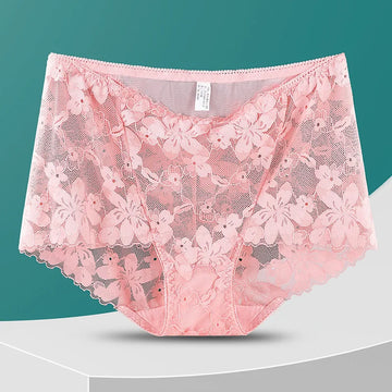 Transparent Lace Briefs Women Panties Girls Summer Underpants Plus Size Underwear Solid Color Sexy Lingerie XXL