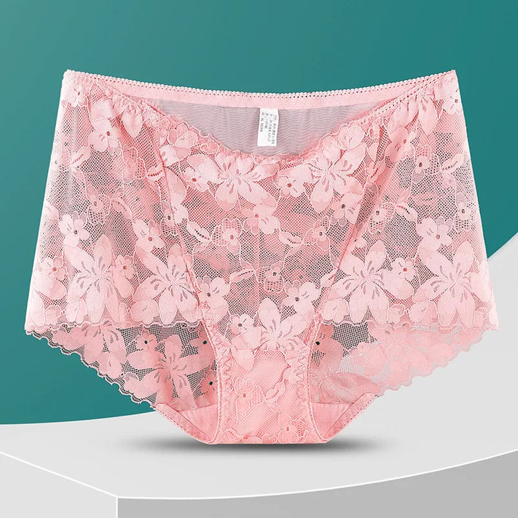 Transparent Lace Briefs Women Panties Girls Summer Underpants Plus Size Underwear Solid Color Sexy Lingerie XXL