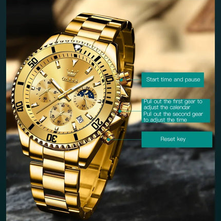 OLEVS Men's Classic Watches with Date Waterproof Luminous Luxury Big Dial Men's Wrist Dress Stainless Steel Men Watch