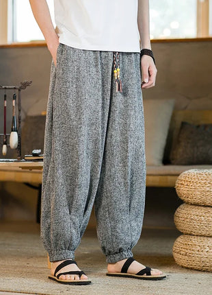 Pantaloni da jogging in seta di ghiaccio da uomo pantaloni casual stile Harajuku cinese da uomo pantaloni sportivi Harlem allentati ricamati streetwear 5XL
