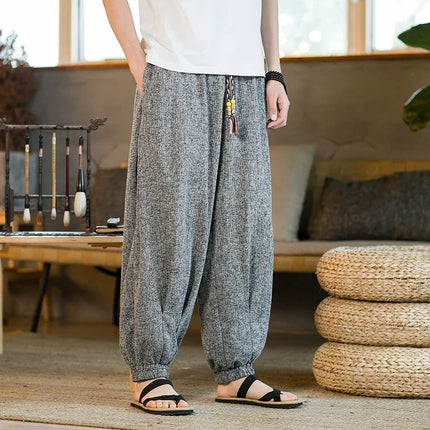 Pantaloni da jogging in seta di ghiaccio da uomo pantaloni casual stile Harajuku cinese da uomo pantaloni sportivi Harlem allentati ricamati streetwear 5XL