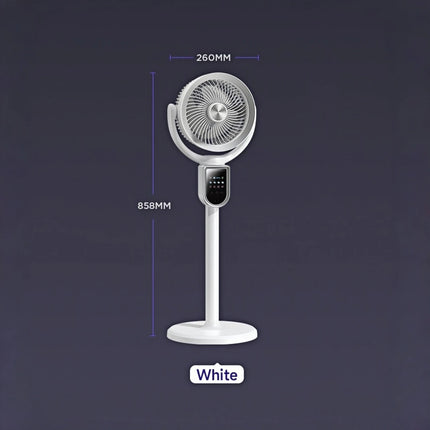 Ventilatore Circolatore d'Aria Moderno 3-in-1 con Motore Brushless da 4800mAh, 5 Velocità e Timer 9H, Ventilatore da Terra e da Tavolo per Casa, Camera da Letto, Ufficio
