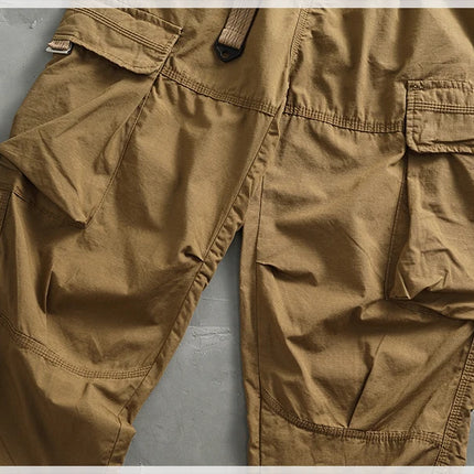 Men's corset casual pants loose 3D vertical cut retro military style outdoor scratch resistant multi-pocket cargo pants