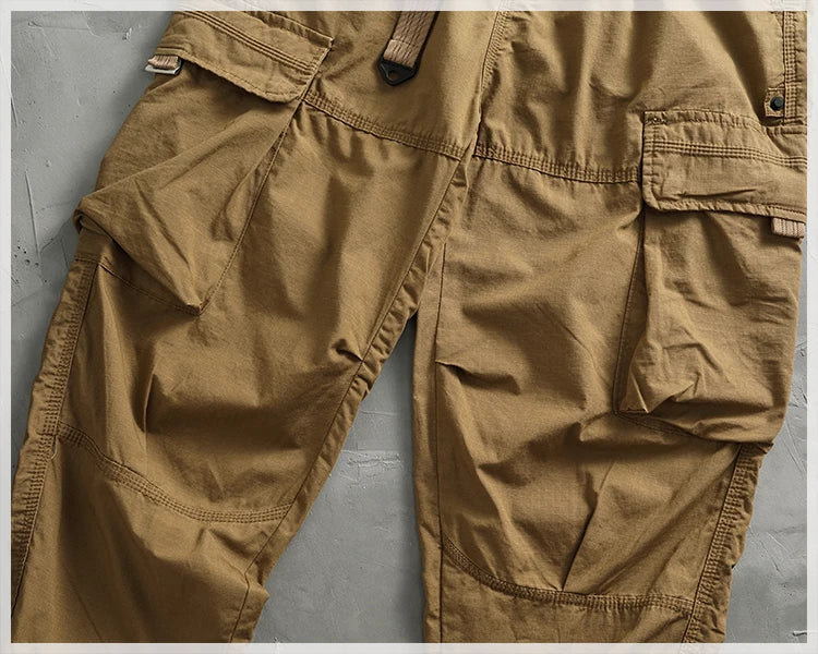 Men's corset casual pants loose 3D vertical cut retro military style outdoor scratch resistant multi-pocket cargo pants