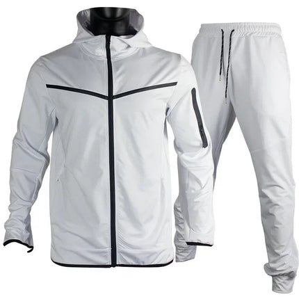 Men's Sports Coat Men's Spring and Autumn New European Size Sportswear Pants Hoodie Hooded Casual Set Tracksuit Men PlatiNum