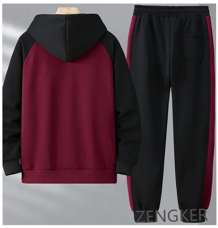 Big size thick hoodie set for men autumn winter casual plus size cardigan jacket hooded two-piece set 170kg 11xl suits for men