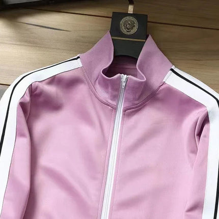 European and American new leisure sports suit men and women high-end fashion space cotton cardigan fashion two-piece large size PlatiNum