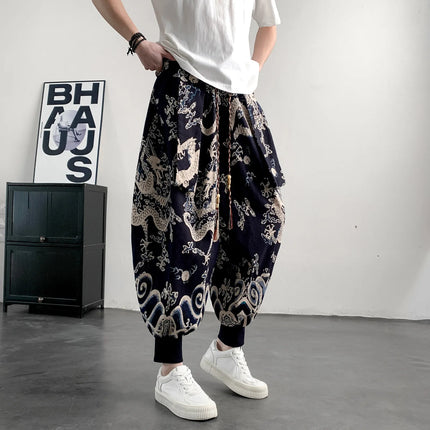 Pantaloni Estivi da Uomo 2026 in Cotone Leggero Sottile Comodi da Spiaggia, Pantaloni Larghi Casual Hip Hop Stampati, Pantaloni Jogger Oversize alla Moda