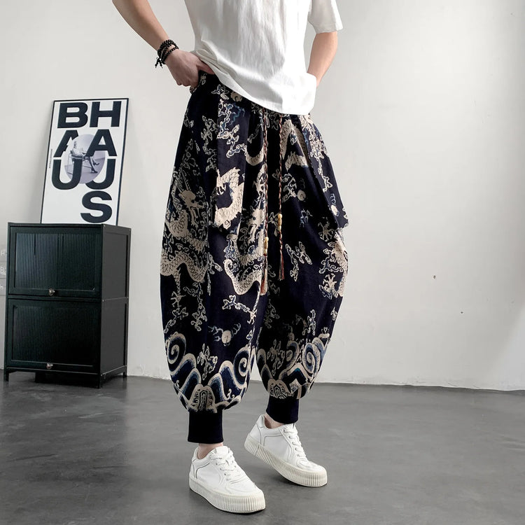 Pantaloni Estivi da Uomo 2026 in Cotone Leggero Sottile Comodi da Spiaggia, Pantaloni Larghi Casual Hip Hop Stampati, Pantaloni Jogger Oversize alla Moda