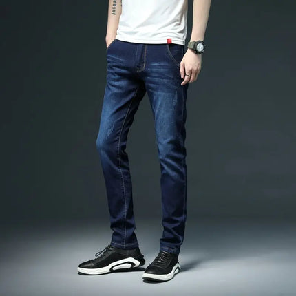 Men's Casual Jeans Vintage Straight Leg Elastic Slim Fit Autumn Winter Sweatpants Trousers Skinny Y2k Jeans Men's Cargo Pants