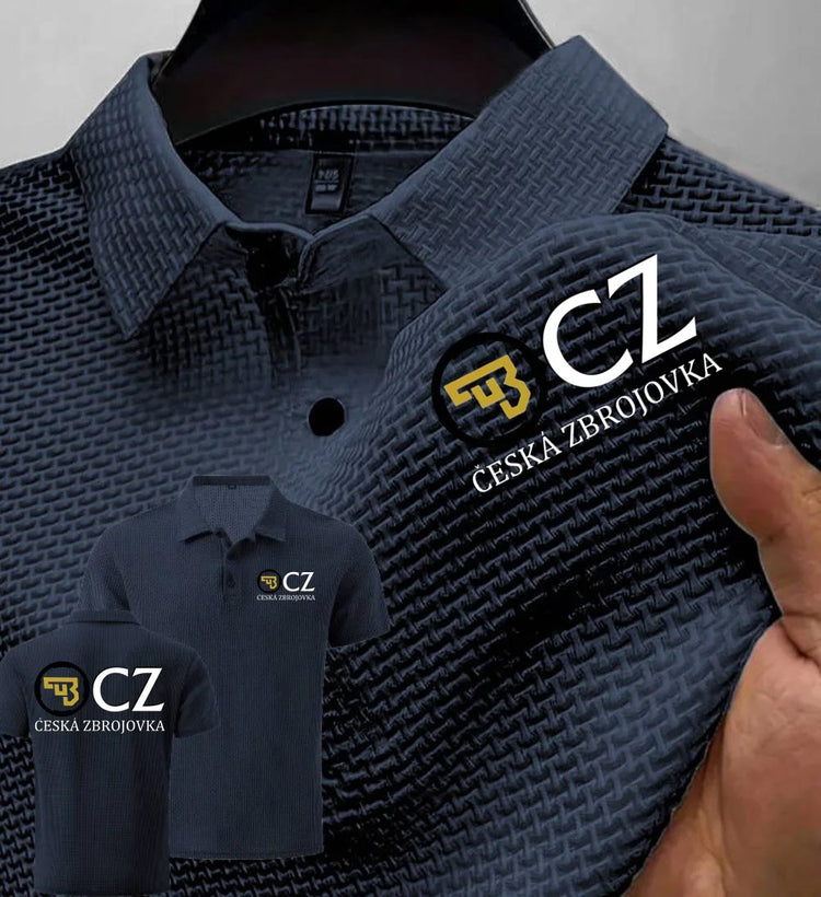 Estate Nuovi Uomini POLO T-Shirt CZ Ceska Zbrojovka Armi da fuoco High End Maglia di seta del ghiaccio da uomo a maniche corte Top Colletto della camicia