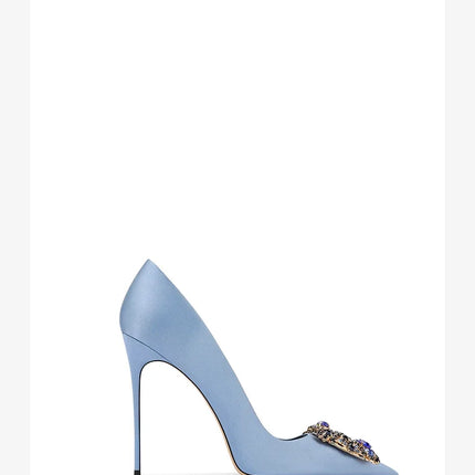 Nuove Scarpe da Donna Primavera-Autunno 2026, Tacchi Alti Blu con Punta Sottile, Strass e Fibbia Quadrata, Eleganti e alla Moda