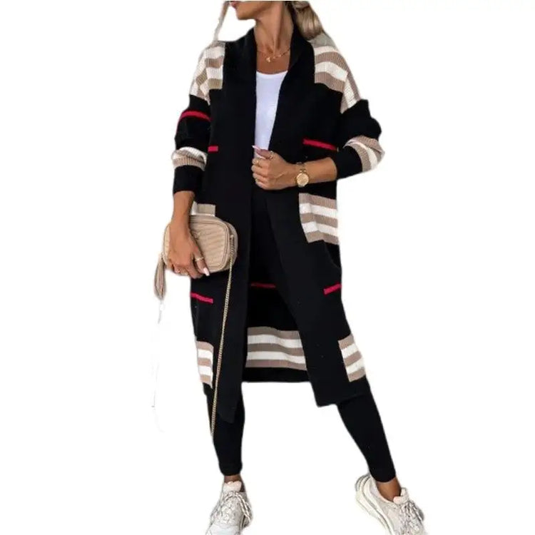 Print Long Cardigan For Women 2025 New Autumn Winter Clothes Knit Loose Outerwear Soft Sweater Coat Streetwear Fashion Cover Up