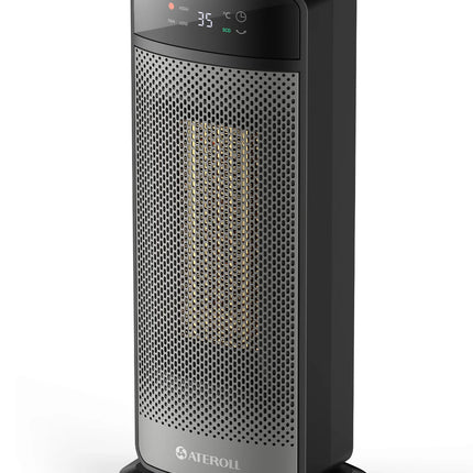 Portable Electric Heater with Remote Control 2000W PTC Ceramic Space Heater 16inch Oscillating Instant Warmth Quiet Air Blower Fan V0-Grade Fireproof Materials Overheat Protection Tilting Protection Home Appliance for Bedroom