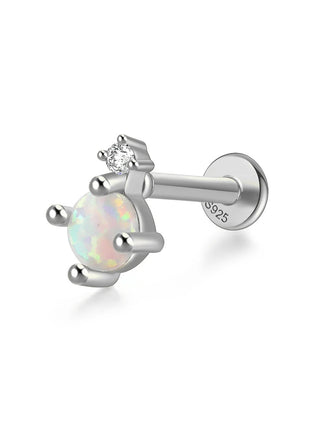 CANNER 1PC 925 Sterling Silver Exquisite Crown Opal Piercing Earring for Women Ear Studs Cartilage Earring Body Jewelry Gift PlatiNum