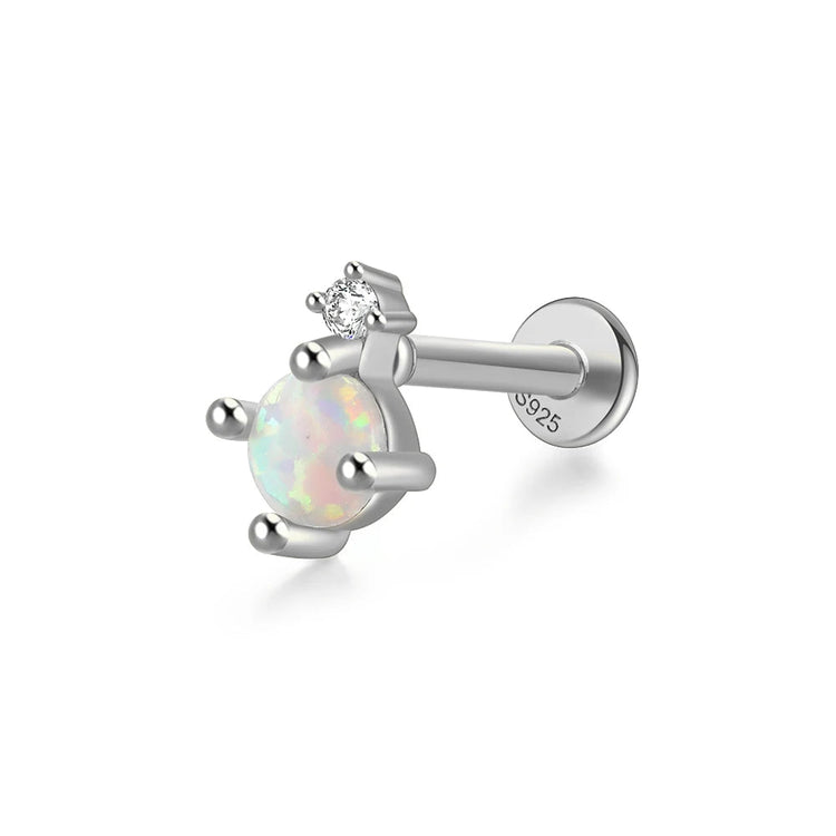 CANNER 1PC 925 Sterling Silver Exquisite Crown Opal Piercing Earring for Women Ear Studs Cartilage Earring Body Jewelry Gift PlatiNum