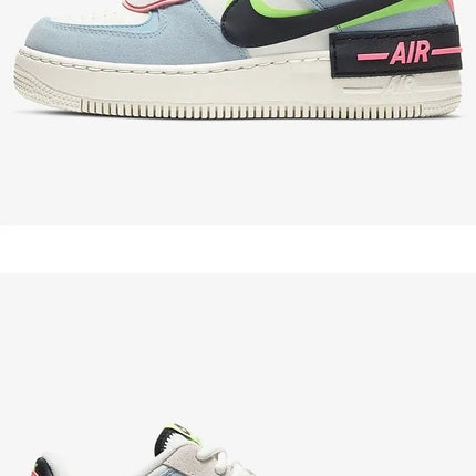 Nike Originals Mens Air Force 1 Shadow AF1 Pink Blue Macaron Casual Shoes CU8591-101